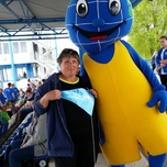 Jugendwartin der RR Havelberg als Schlachtenbummler bei Kinderregatta Brandenburg
