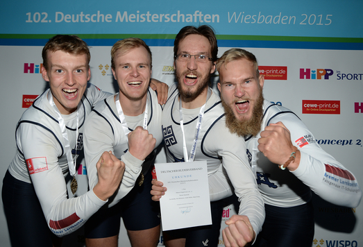 Männer-Doppelvierer ohne Stm. - Bremer Sportclub mit Tim Knifka, Nils Hülsmeier, André Müller, Malte Prohn (vlnr)_Foto DRV,Seyb